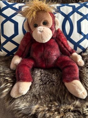 Ty Red Plush Monkey with Blonde Tuft